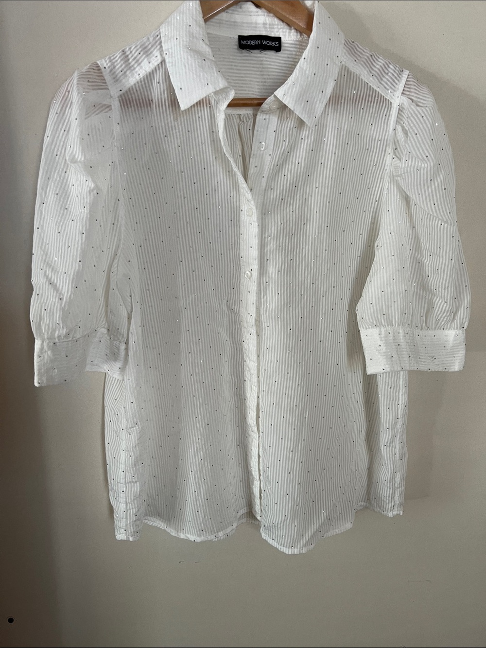 Modern Works White Pinstripe Button-Up Shirt